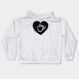 Black Heart Coffee Red Background Kids Hoodie